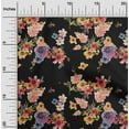 thumbnail image 1 of oneOone Cotton Poplin Black Fabric Flower Watercolor Craft Projects Decor Fabric Printed By The Yard 56 Inch Wide, 1 of 4