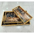 thumbnail image 4 of Set of 3 Large Serving Trays w/Handles Nesting Breakfast Serving Trays Afternoon Tea Tray Decorative Rectangular Display Tray Set, 4 of 4
