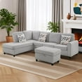 thumbnail image 4 of Gewnee 6 Seaters 94.49”L-Shaped Modular Sectional Sofa Couch ,Corduroy Fabric 2 Built-in Cup Holders with Storage Ottoman for Living Room, 4 of 15