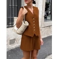 thumbnail image 3 of Conjunto Coordinado PRETTYGARDEN Chaleco sin Mangas y Shorts Marrón Talla L, 3 of 8
