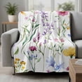 thumbnail image 2 of Watercolor Floral Blanket Soft Cozy Warm Throw Blanket for Couch, Plush Fuzzy Flannel Fleece Blankets for Sofa, Spring Rustic Botanical Blossom Bed Blankets Lightweight Gifts for Women, 30"x40", 2 of 9