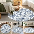 thumbnail image 6 of Blue Botanical Round Area Rug 5 FT, Non Slip Bedroom Area Rug, Vintage Botanical Birds Washable Soft Circular Carpet Non-Shedding Floor Mat for Kitchen Dining Room Foyer Balcony Dorm, 6 of 9