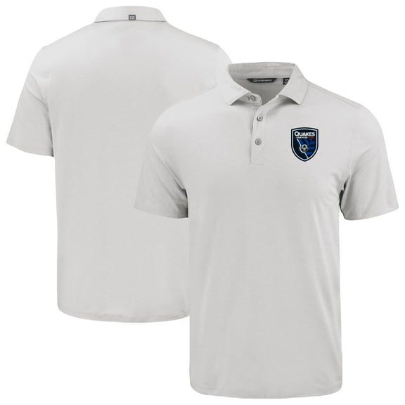 Men's-Cutter & Buck  Gray San Jose Earthquakes Coastline Epic Comfort Eco Recycled Polo