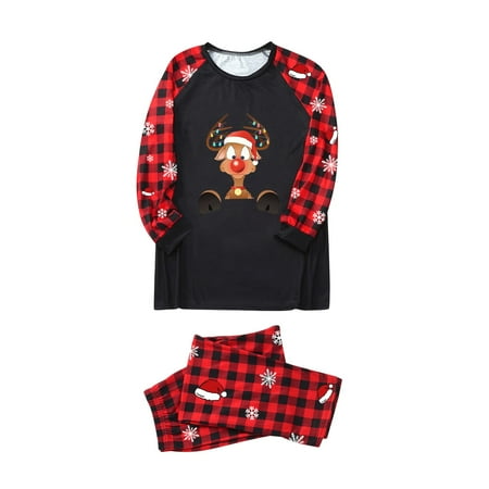 

EUMODR Family Ugly Sweater Pajamas Parent Child Women Mom Outfit Merry Christmas Plaid Printing Parent Child Plaid Long Sleeved Trousers Pajama Set Family Pajamas Set Maternity