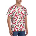 thumbnail image 4 of Yiaed Cherry_1 Print Mens Short Sleeve Tight Fit T-Shirt, Crewneck Casual Tee-3X-Large, 4 of 5