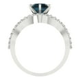 thumbnail image 4 of 1.52 ct Brilliant Round Cut Natural London Blue Topaz 18K White Gold Solitaire with Accents Engagement Bridal Wedding Ring Band Set size 3.5, 4 of 7