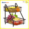 thumbnail image 1 of Bextsrack 2-Tier Countertop Fruit Holder Square with Side Framefor countertop-Black, 1 of 6
