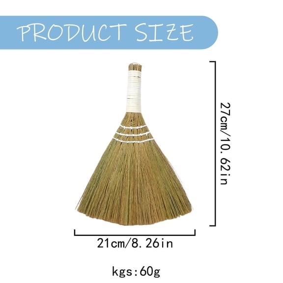 Whisk Broom,Natural Broom Grass,Cleaing for Desktop Surface Indoor Outdoor,10.62"×8.26",1PC