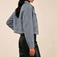 thumbnail image 6 of Iyufng Womens Lapel Suede Cropped Jackets Long Sleeve Zip Up Casual Short Coat with Side Pockets, 6 of 9
