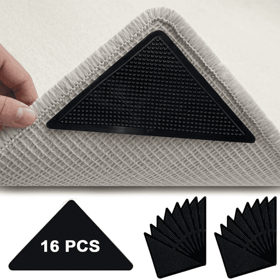 Fixdono Non Slip Rug Gripper, 16 Pcs Reusable Rug Pads Tape for Hardwood Floors, Washable Carpet Tape for Rug