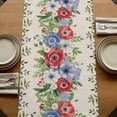 thumbnail image 5 of Table Runners 108 Inches Long Dress Scarves, Independence Day Farmhouse Coffee/Dining/Kitchen Table Runner for Living Room, Retro Red Blue Flowers Leaves Plants 13x108 Inch, 5 of 9