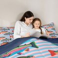 thumbnail image 4 of Manfei Cartoon Trout Twin Comforter Sets, Stripe Background Bedding Set, Blue Pink Orange, Blue Reversible, 2pcs, 1 Comforter and 1 Pillowcase, 4 of 7