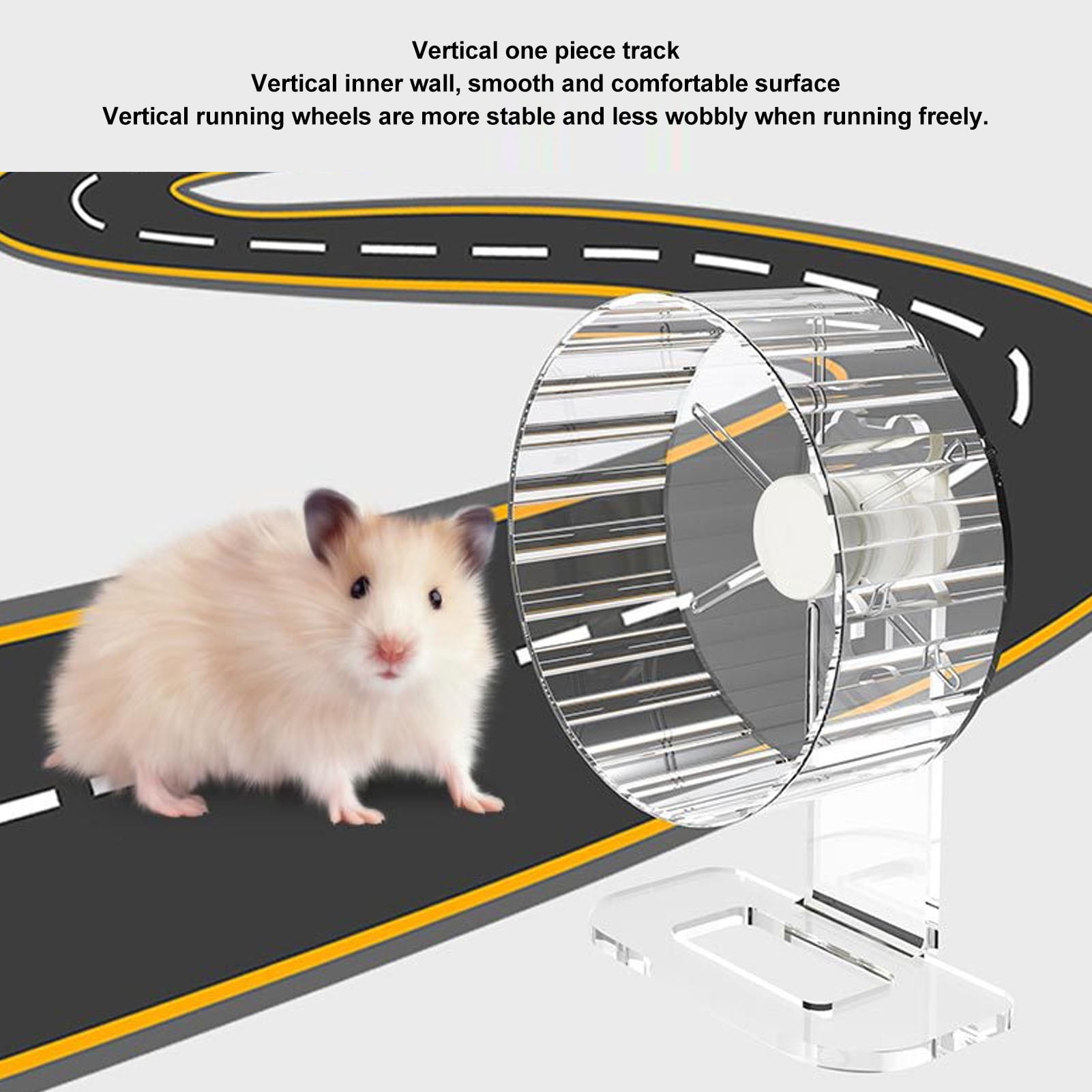 YAHHU Silent Hamster Wheel with Stand Clear Acrylic Exercise Running Toy for Small Pets 8.5 inches / 21.6 cm