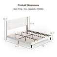 thumbnail image 2 of Asofer King Bed Frame, Upholstered Wingback Headboard, Modern Geometric Design, Wooden Slats Support, White, 2 of 9