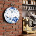 thumbnail image 2 of Welcome Sign Front Door Decorations, Thanksgiving Fall Round Wall Art Outdoor Metal Wreaths, Blue Pumpkin Eucalyptus Maple Leaves Seasonal Hanging Sign for Home Porch Decor Warming Gift 6 In, 2 of 8