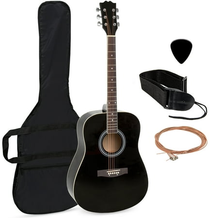 Hybrid Acoustic Electric Guitar - Best Choice Products 41in Full Size All-Wood Acoustic Guitar Starter Kit with Case, Pick, Shoulder Strap, Extra Strings (Black)