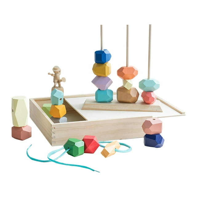 Piedras apilables de madera, piedras de equilibrio, juguetes creativos Montessori, regalos de San Valentín para niños 1 2 3 4 5 6