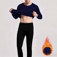 thumbnail image 2 of Men Dralon Thermal Base Layer Set Zaewscy Man Solid Color Casual Fashion Elastic Base Outdoor Running For Fitness Round Neck Keep Warm Sets Navy XS, 2 of 7