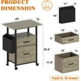 thumbnail image 3 of Classeur à 2 Tiroirs avec Plateau Allongé de 24 Po, Classeur Mobile, Classeur Vertical Roulant avec Sac de Rangement, Support d'Imprimante pour Format A4/lettre, Tiroir en Tissu, Chêne Gris, 3 of 14