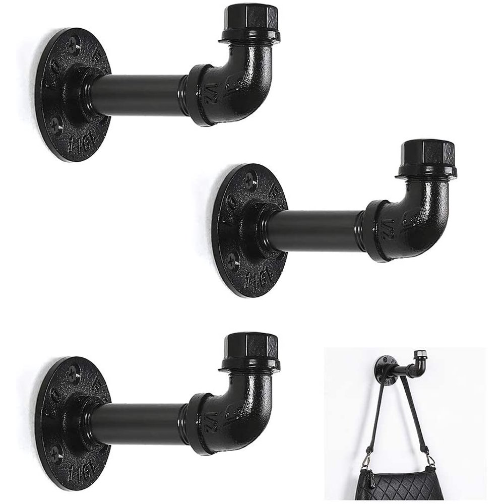 Oumilen Towel Robe Hook Set, Industrial Iron Pipe Decor ...