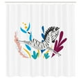 thumbnail image 2 of Ambesonne Funny Shower Curtain, Jumping Zebra on Floral Place, 69"Wx84"L, Cobalt Blue and Raspberry, 2 of 4