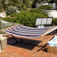 thumbnail image 5 of Sunnydaze 2-Person Quilted Polyester Spreader Bar Hammock, 450 lb Capacity -Nautical Stripe, 5 of 10