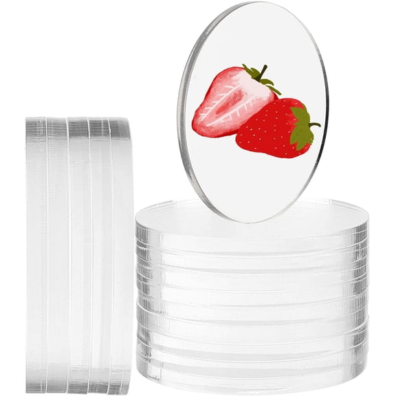 25 Pcs Transparent Acrylic Circle Blanks Discs 2" Round Acrylic Display Base Clear Acrylic Sign with No Hole for Milestone Markers Keychain Blanks and DIY Badge Reels for DIY