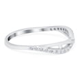 thumbnail image 2 of Simulated Cubic Zirconia Size-5 Fashion Crisscross Half Eternity Ring Band 925 Sterling Silver, 2 of 7