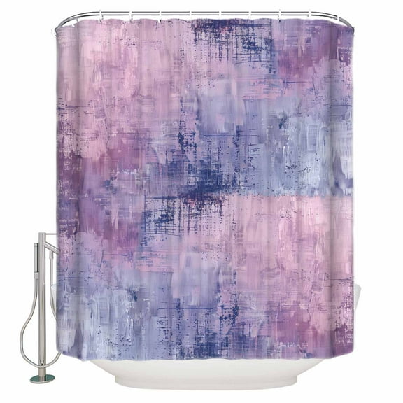 Fabric Shower Curtain, Abstract Purple and Blue Oil Painting Distressed Shower Curtains with 12 Hooks Waterproof Machine Washable Bath Curtains for Bathroom, 48x 72in