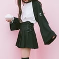 thumbnail image 3 of PIKADINGNIS Black White Women Pleated Skirts Spring Summer Fashion Bandage Jk Mini Skirts Girl Wild School Uniform High Waist Skirt, 3 of 6