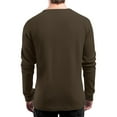 thumbnail image 3 of Resicozy Men's Henley Shirts Waffle Knitted Long Sleeve Lightweight Button T Shirts Fashion Fall Clothes Dark Green L, 3 of 4