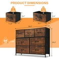 thumbnail image 3 of Simenmax 7 Drawer Dresser for Bedroom, Fabric Storage Dresser for Bedroom, Wood and Metal Dresser TV Stand for Living Room, Storage Tower with Bins, Chest of Drawers for Closet, Hallway,Brown, 3 of 7