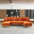 thumbnail image 5 of Rophefx 114.42" Sectional Couches for Living Room,Modern Velvet Fabric U-Shaped Couch,4-Seat Sofa with Chaise and Ottoman,Orange, 5 of 8