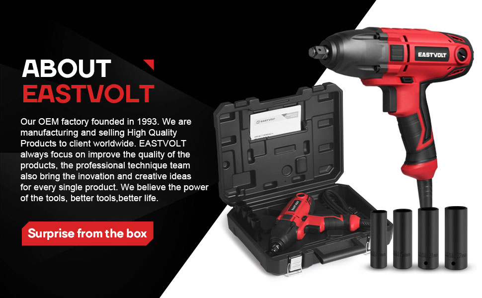Eastvolt EVIW800 800W, 7.5A 1/2" Cordless Friction Ring Impact Wrench, 3400 RPM