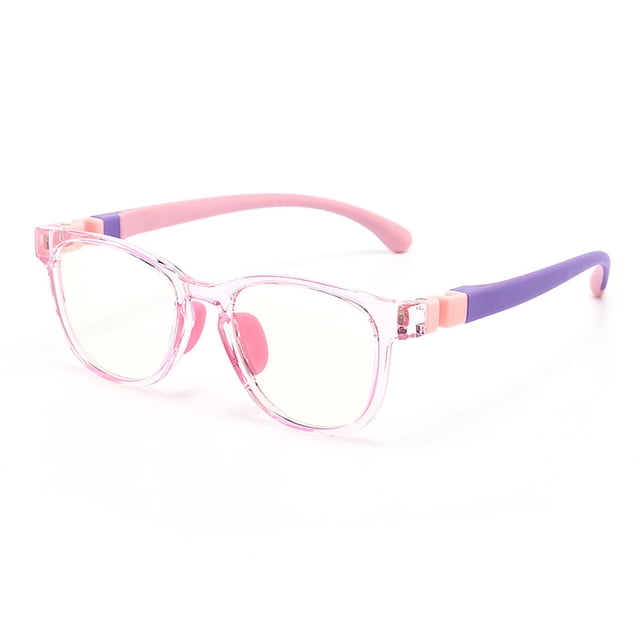 Gafas anti-luz azul para niños de color transparente con almohadillas nasales de silicona, gafas de ordenador de moda, tendencia