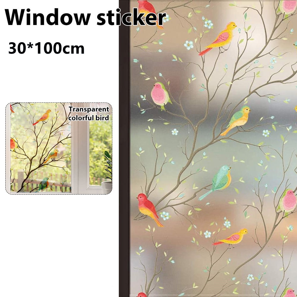 Bird Privacy Window Film Glass UV Protector Static Frosted Stained Sticker Decor 
