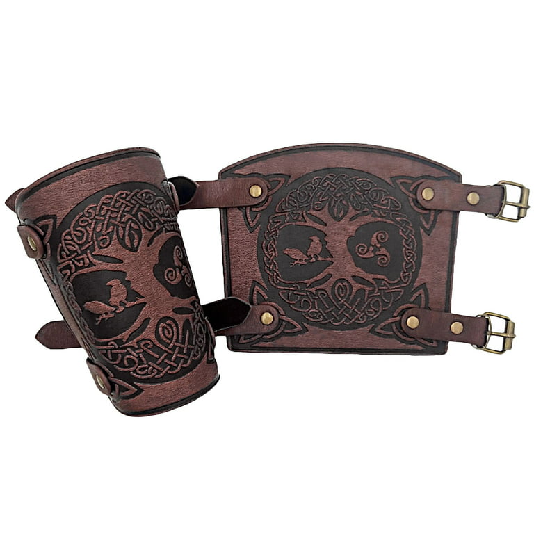 Pair of Leather Bracers Exquisite Embossed Arm Cuff Bracers for Teenagers  Adults 