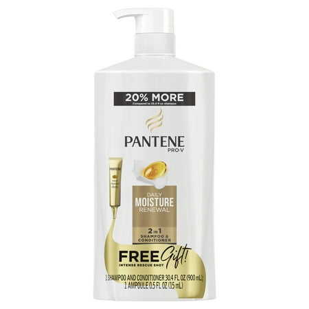 Pantene Pro-V Daily Moisture Renewal 2 in 1 Shampoo & Conditioner, 30.4 fl oz with Intense Rescue