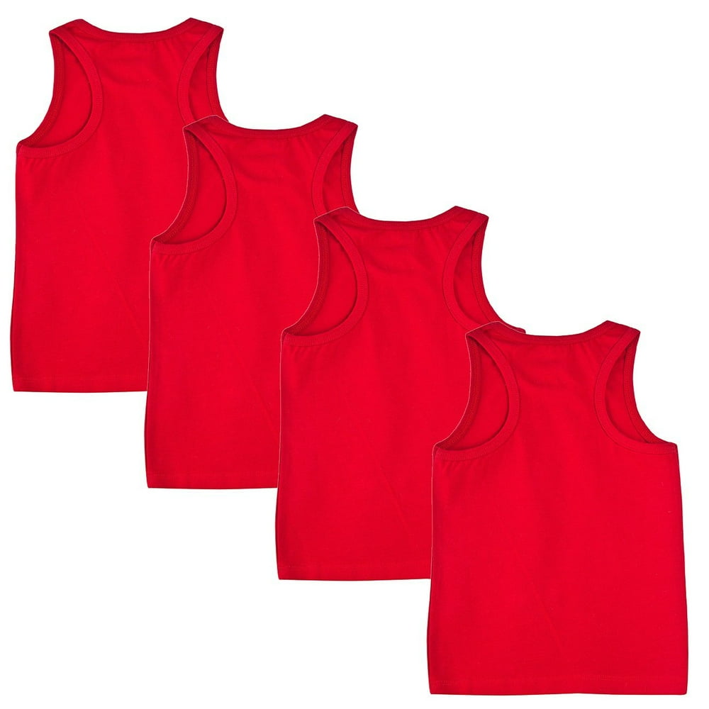 Fomann Kids Cotton Tank Top 4 Pk Boys Girls Solid Color Tank Top