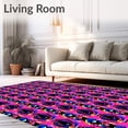 thumbnail image 2 of ODIKA 6'x9' Machine Washable Non-Slip Area Rug, Retro Op Art Checkered Illusion Design High Traffic Rug, Pink, 596087, 2 of 7