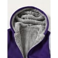 thumbnail image 6 of Fdqin Boys Zip Up Hoodie Fleece Jacket Kids Sherpa Lined Winter Coat Outdoor Warm Sweatshirt Purple 9-10 Years, 6 of 7