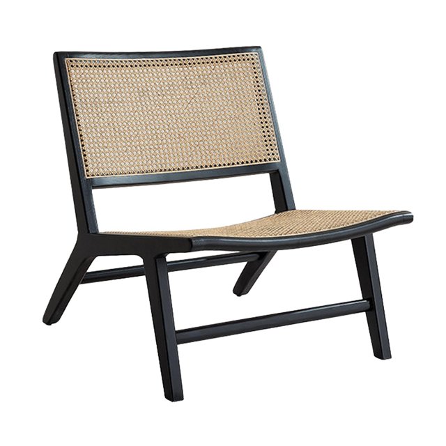 Sofá Silla,Sofá Silla Sillón reclinable Muebles de silla tejida de ratán,Patio elegante con asientos cómodos en interiores y exteriores.,Silla de sala de estar con tumbona versátil Negro