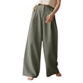thumbnail image 1 of Qmyliery plus size Women's High Waist Casual Trousers, Solid Color Side Pockets Wide-Leg Sweatpants, 1 of 5