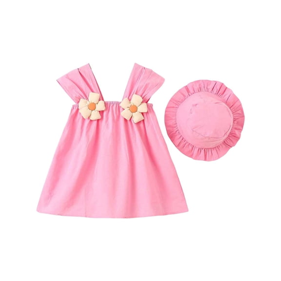 WUXIAN Children Infant Baby Girls Clothes Summer Floral Ruched Sleeveless Dresses Girls Dress Soft Baby Dailywear