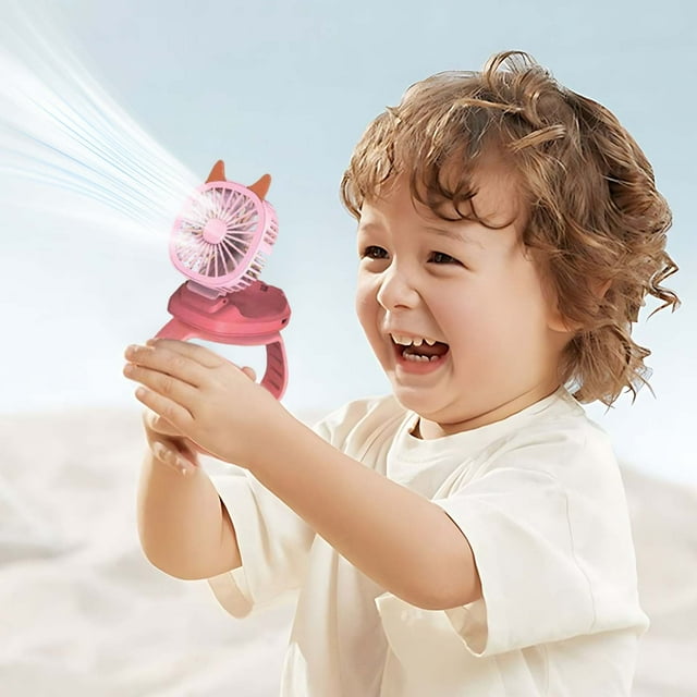 Petit Ventilateur Portatif - Ventilateur Rechargeable USB avec Bracelet Confortable, Mini Ventilateur Portable, Montre avec Lumière LED Colorée Intégrée, Ventilateur USB Mini Rechargeable pour Étudiant, Extérieur