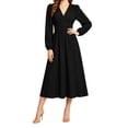 thumbnail image 2 of qafoshin Womens Polka Midi Dresses Elegant Long Sleeve V Neck Flowy Dress Vintage Fall Trendy Dress, 2 of 6