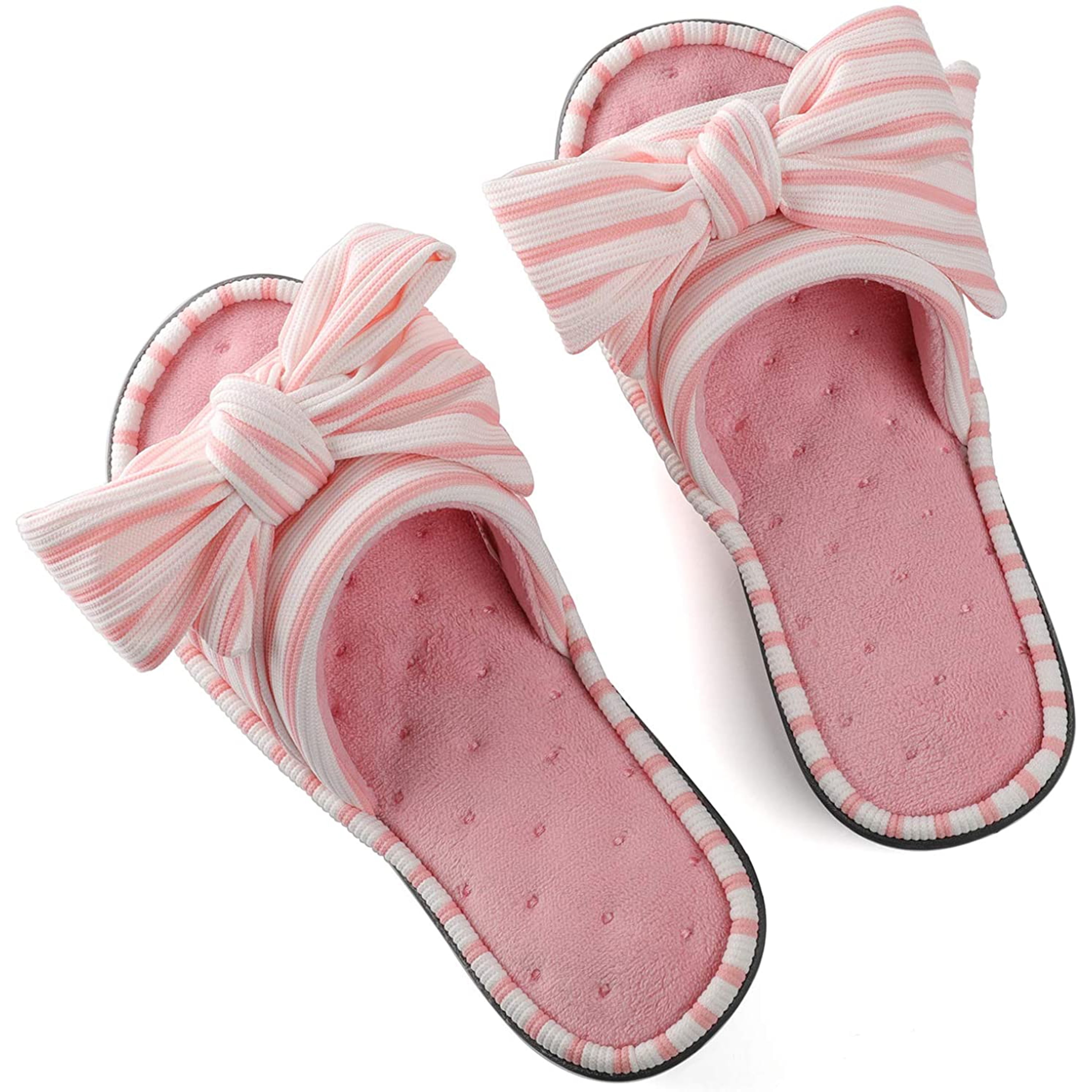 Womens House Slippers Open Toe Adjustable Comfort slipper Fuzzy Indoor Slide Sandals Soft Memory Foam Slip-on Breathable Rubber Sole