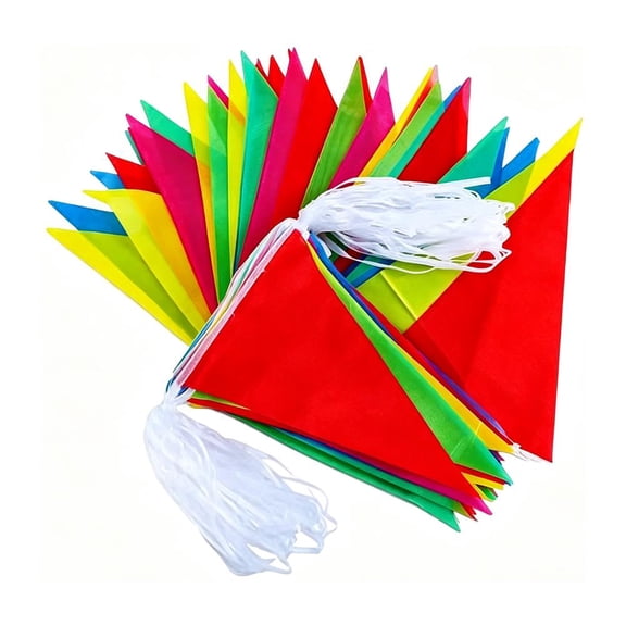 Multicolor Pennant Banner, 50m Long Outdoor Party Garland with 100 Flags for Birthday, Wedding, and Festival Celebrations