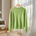 thumbnail image 5 of cocolona Texture Knitted Sweater for Women Crew Neck Long Sleeve Casual Sweater Solid Color Trendy Fall Winter Sweater, 5 of 6