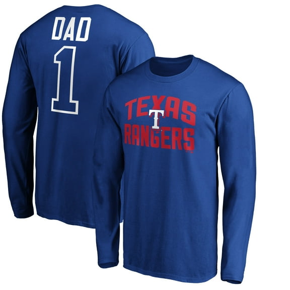 Men's Royal Texas Rangers Father's Day #1 Dad Long Sleeve T-Shirt